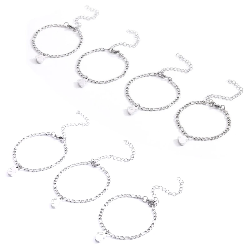 3/4Pcs Magnet Heart Couple Bracelets Matching Clover Bracelet Adjustable Jewelry Christmas Gift for Women Men Teen