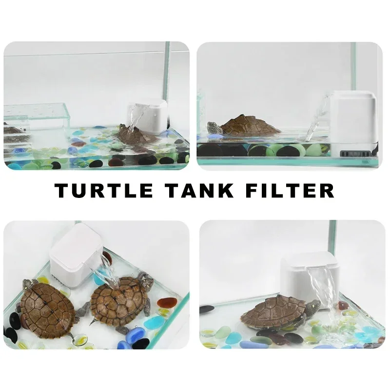 1.5CM Low Water Level Filter Turtle 3-in-1 Silent Waterfall Water Circulation Submersible Filter Mini Biochemical Filtration