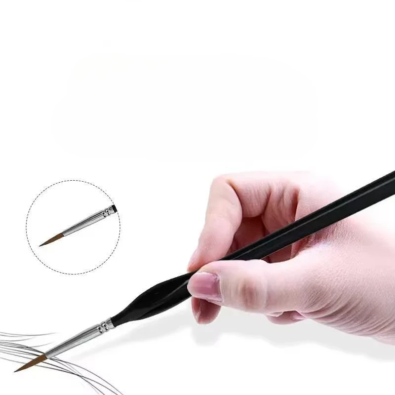 10 ピース/セット詳細ペイントブラシ黒ポール付きミニチュア水彩油絵描画ライナーペン文具学用品