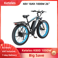 Keteles K800 1000W Electric Bike Single Motor 48V 18 Ah 864Wh Battery 26 Inch All Terrain Fat Tires Hydraulic Disc Brakes E-bike