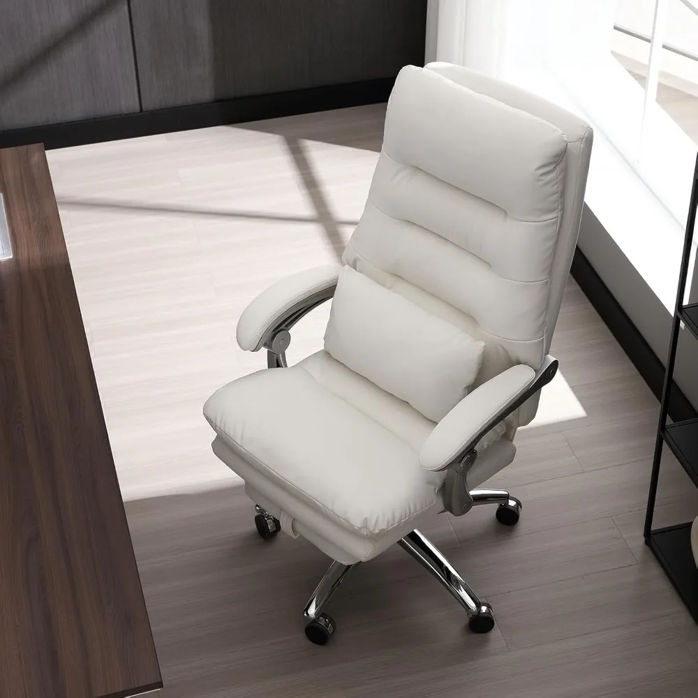 Silla de oficina con reposapiés, silla ejecutiva de espalda alta de enlace con reposabrazos acolchados, silla de escritorio reclinable con ruedas, cómoda