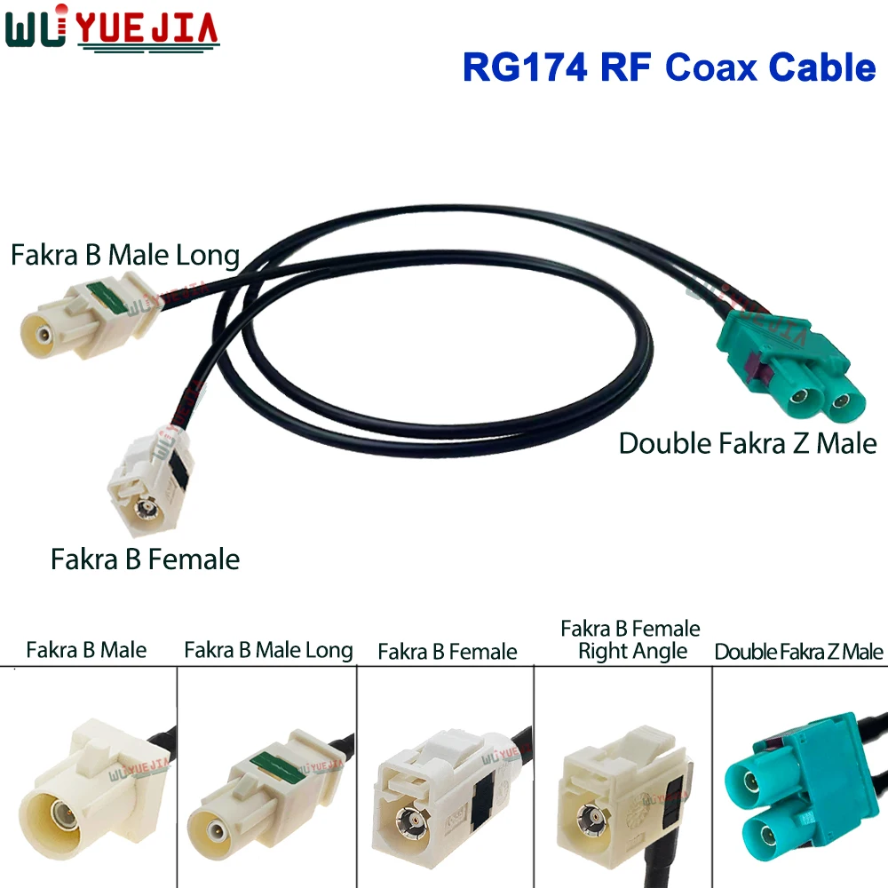 

Fakra RF Cable Twin Code Z Male to Fakra B Male Plug+Fakra B Female Jack RF Coaxial Cable WIFI Antenna Extension Jumper Pigtail