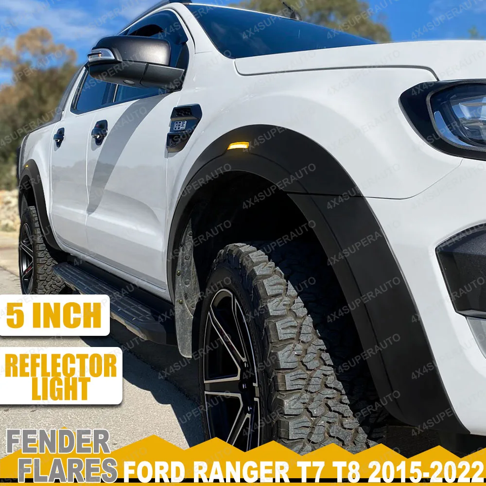 

LED Fender Flares Wheel Arch Extension For Ford Ranger T7 T8 2015-2022 Wildtrak XLT XLS XL Limited 5'' Mudguards Car Accessories