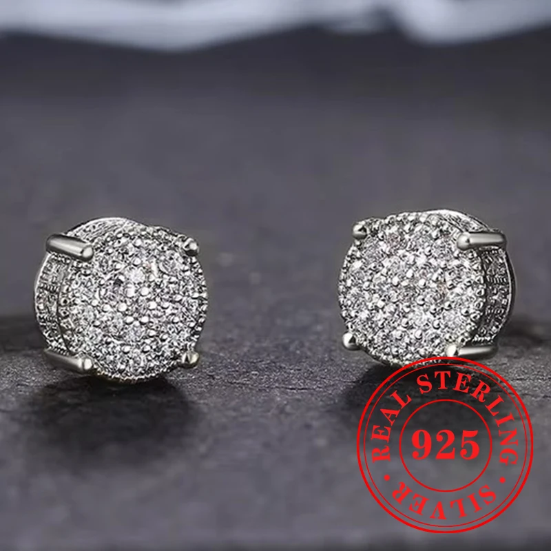

Huitan 925 Sterling Silver Sparkling Stud Earrings with Shiny CZ Attractive Party Wedding Jewelry Modern Girl’s Charms Accessory