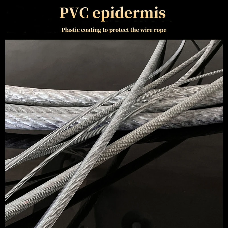 2PCS 2/3/4/5mm PVC Coated Cables With Ring Aluminum Sleeve Pressing Multi Functional Safety Ropes Stainless Steel Wire Slings