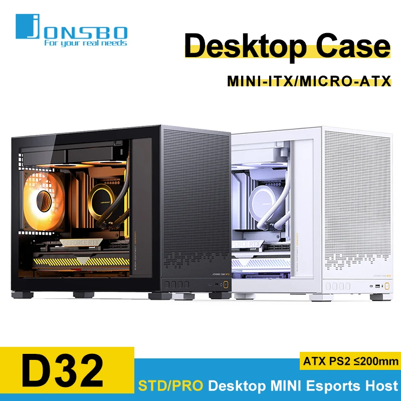 Jonsbo D32 STD/PRO Desktop Case  MINI-ITX MATX Computer Office Chassis Side Transparent PC Case Support 240mm Water Cooling