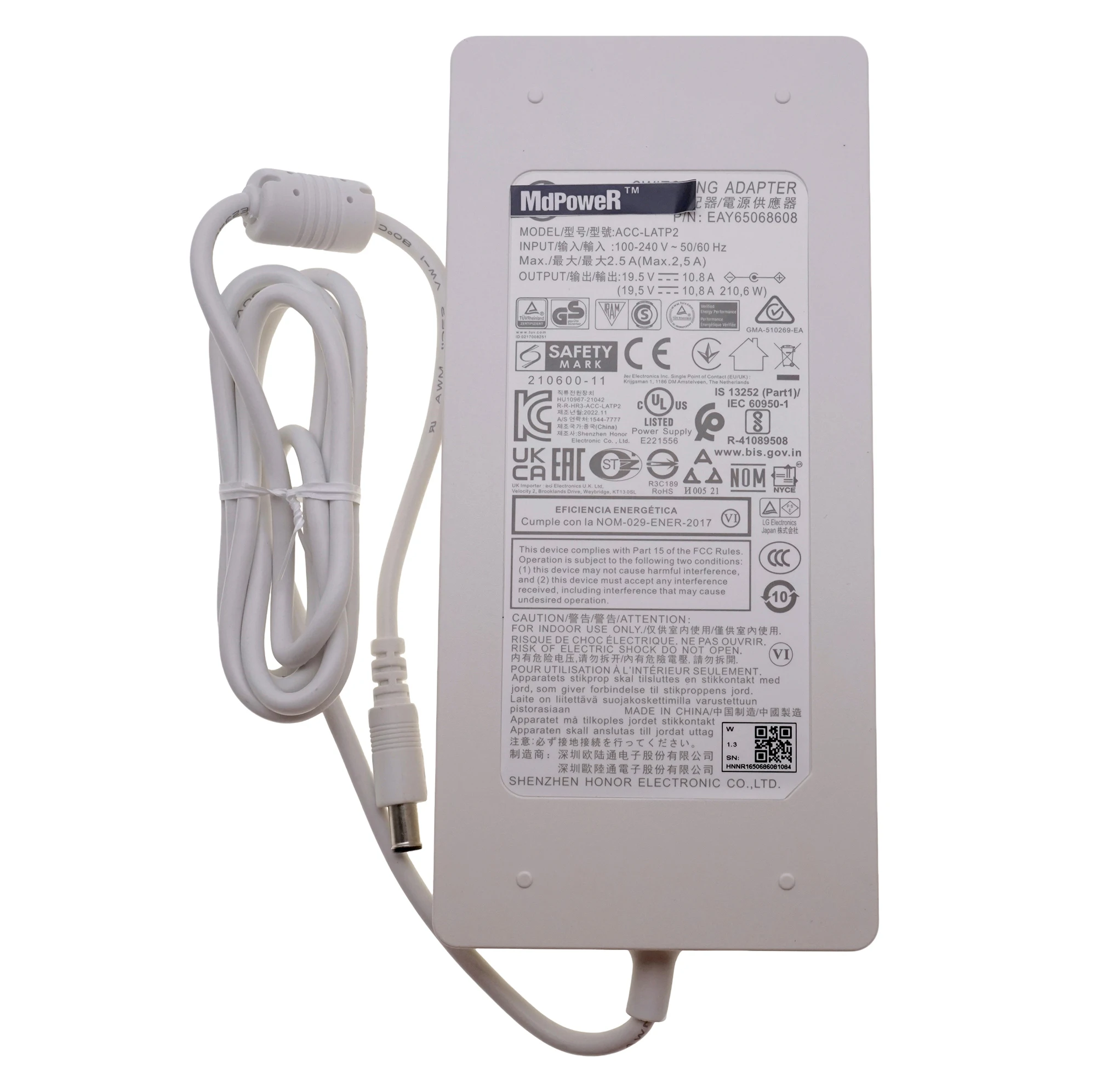 الأصلي ل LG 34WP88C-B 27UP850-W 27 "4k LED مراقب التيار الكهربائي ACC-LATP1 EAY 65068604   EAY 65068601   19.5 فولت 10.8 أمبير محول تيار متردد OEM