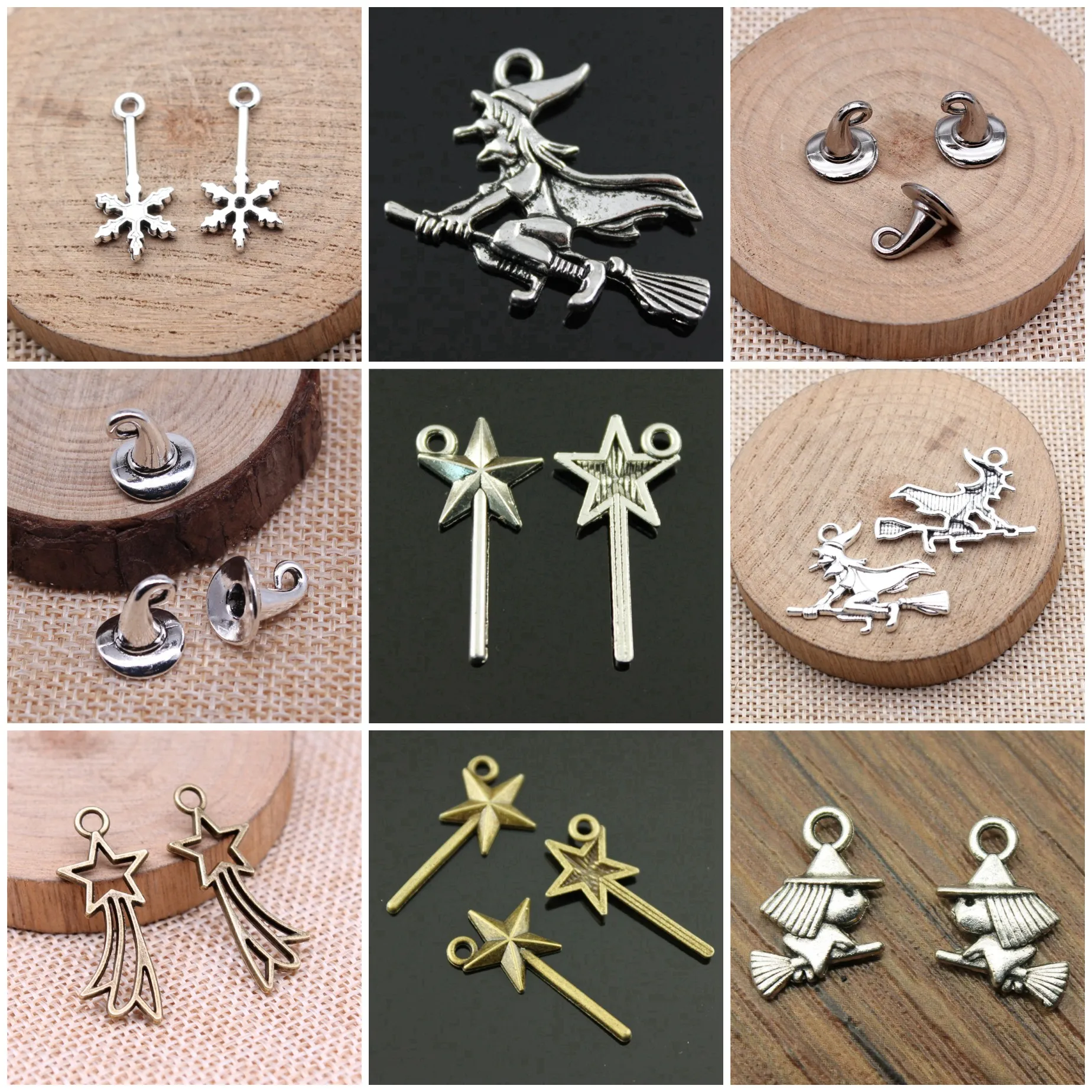 Zinc Alloy Magic Witchcraft Themed Charms Pendant For Earring Keychain Necklace Making Jewelry Accessories