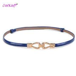 Ceinture en cuir Slim pour femme, Design de mode, style jupe, boucle à crochet décorative, véritable, FCO202