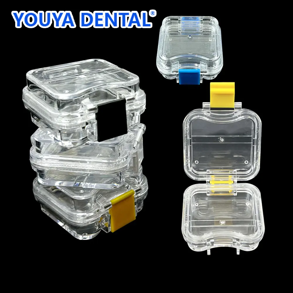 5pcs Dental Pillow Crown Box Colorful Hinge Latch  Denture Storage Box with Film Membrane for Crown and Bridges Teeth Container