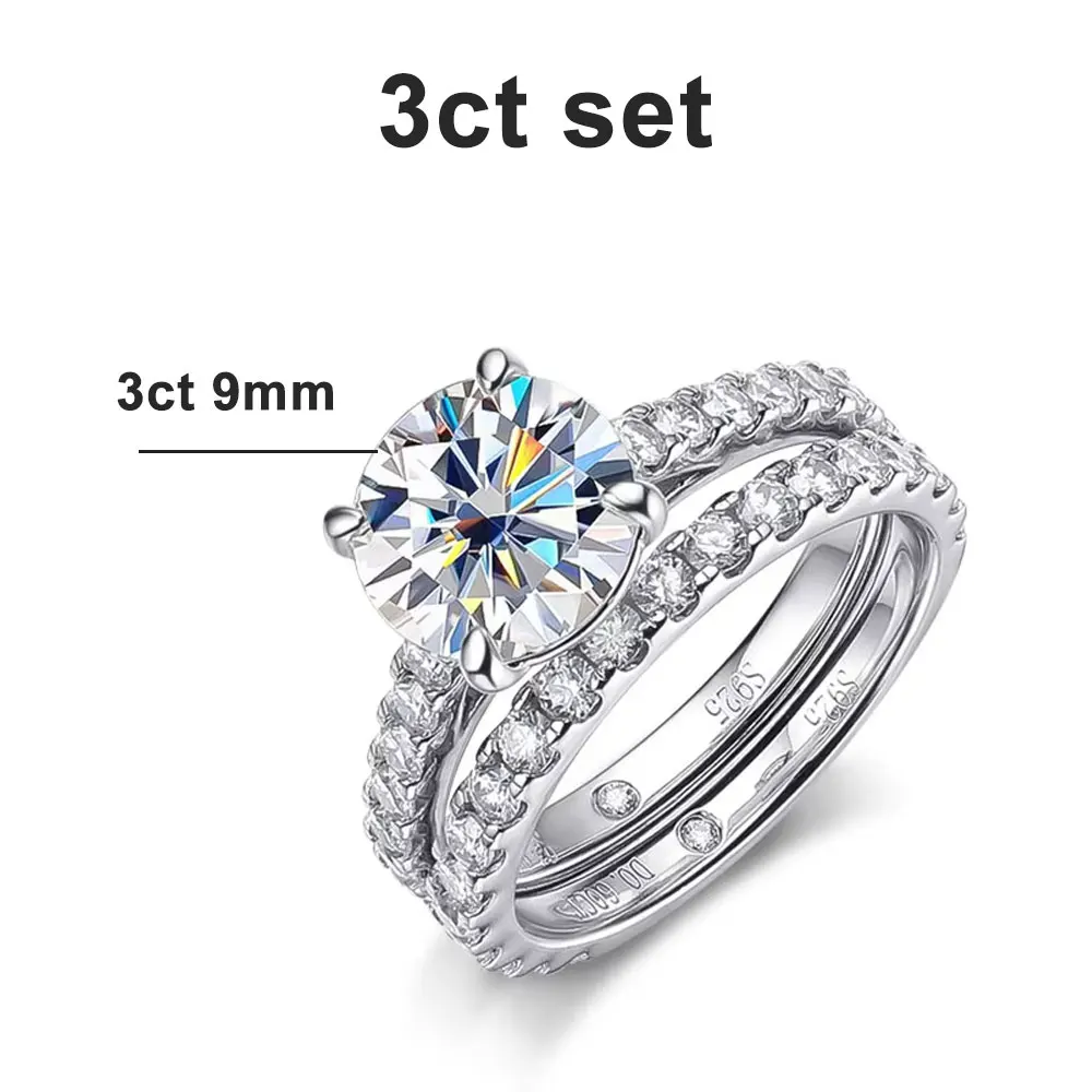 KNOBSPIN D VVS1 Moissanit-Ringe für Damen, funkelnde Diamant-Brautsets mit GRA, S925-Sterlingsilber, plattiert, 18 Karat Ewigkeitsband