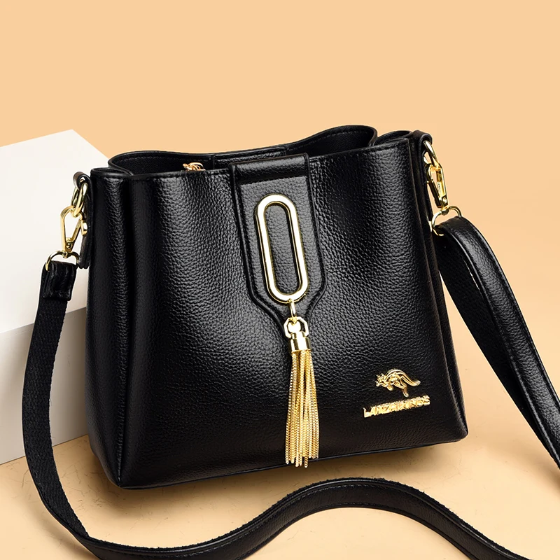 

Fashion Pu Solid Color Zipper Metal Tassel Shoulder Bags 2024 High Quality Trend Ladies Bag Bolsa Femininas Bolsas De Hombro