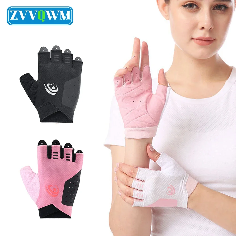 

1Pair Padded Workout Gloves Cycling Women Men Strength Training Gloves Hand Weights Half Finger Gym Gloves Fitness Biking