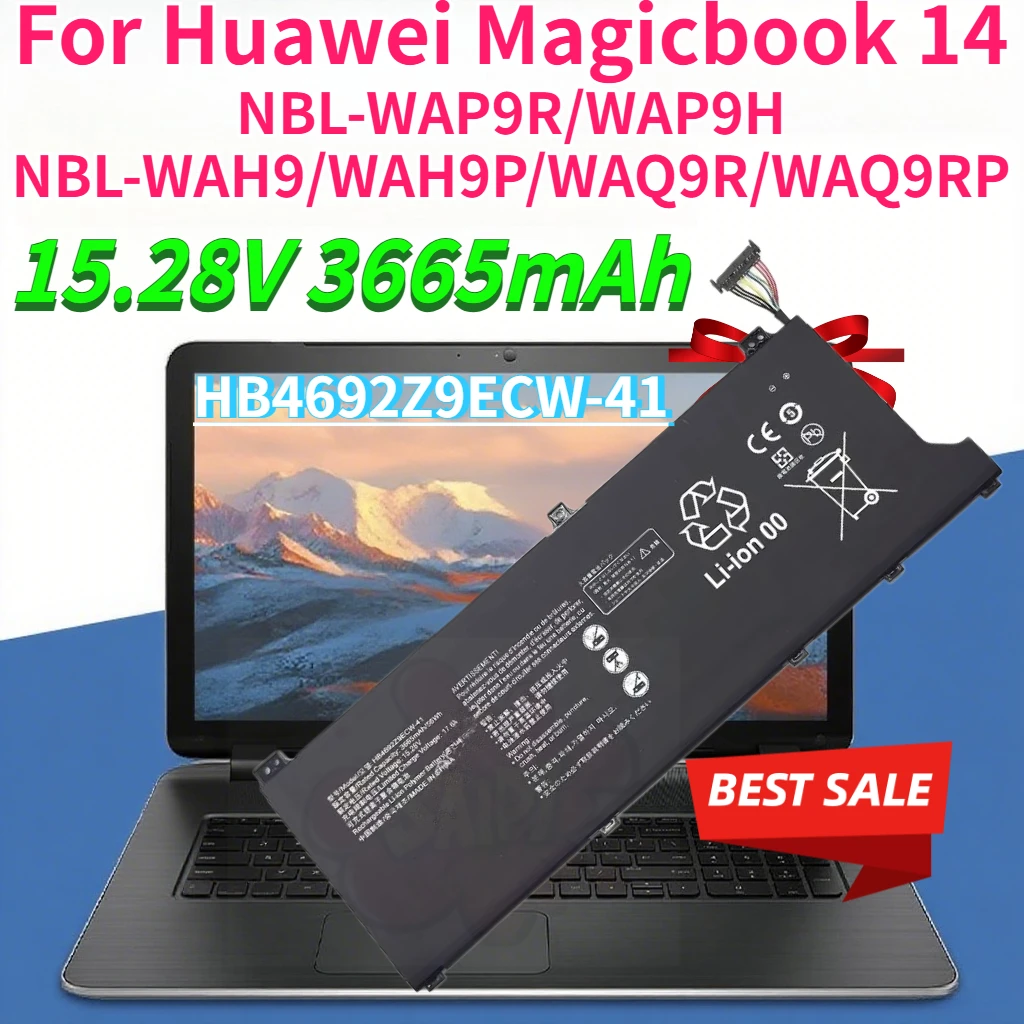 3665mAh HB4692Z9ECW-41 4ICP5/62/81 Laptop Battery for Huawei Magicbook 14 NBL-WAP9R/WAP9H NBL-WAH9/WAH9P/WAQ9R/WAQ9RP 15.28V