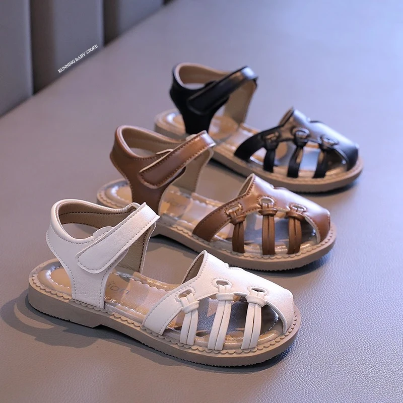 

2026 New Fashion Knot Girls Sandals Children Half Close Toed Strap Summer Shoes Kids Braid Gladiator Beach Shoes Girl Footwear