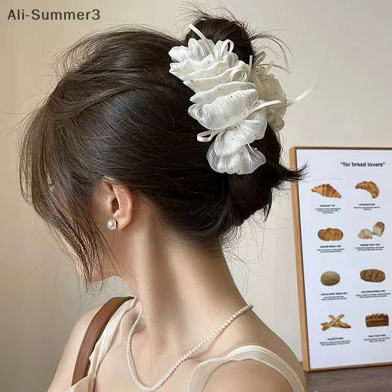 أنيقة الانجراف الشيفون سحابة الشعر مخلب للنساء الفتيات مزاجه ذيل حصان كليب أغطية الرأس الملحقات #3