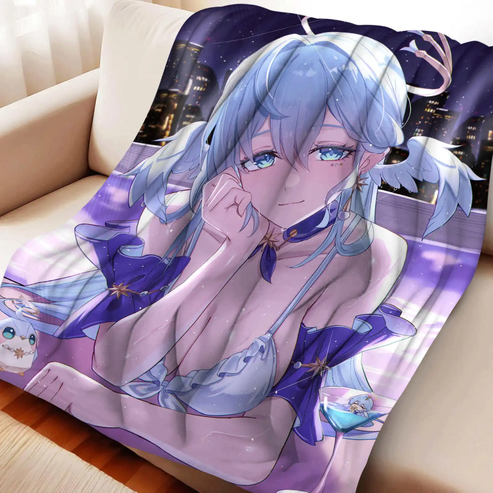 

Robin Hot Game Honkai Star Rail Flannel Throw Blanket Thick AC Quilt for Gaming Chair Ideal Geek Gift Home Textile