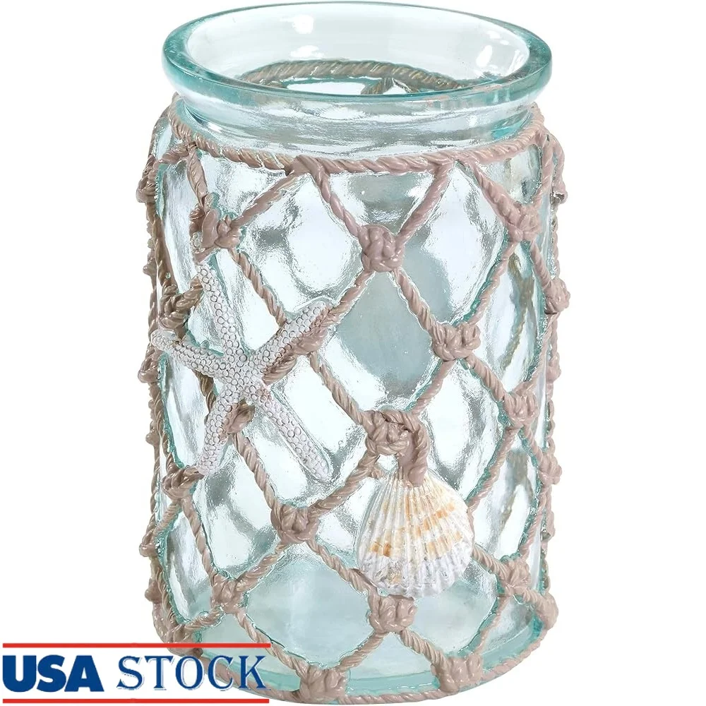 

Стакан в пляжном стиле, смоляная чашка для столешницы, коллекция чайников, ручная роспись, прочный аксессуар для ванной комнаты, Aqua Tranquility Home