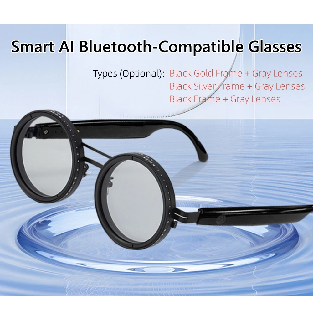 

Светоотражающие интеллектуальные AI-очки в круглой оправе, многофункциональные 9-уровневые регулируемые очки для перевода, поляризационные солнцезащитные очки с защитой от ультрафиолета