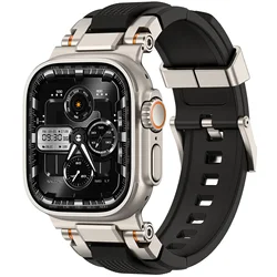 Rugged Durable Strap for apple watch Band 44mm 45mm 49mm Metal Connector Men Wrist Bracelet iwatch series Ultra 2/9 8 7 6 5 Band