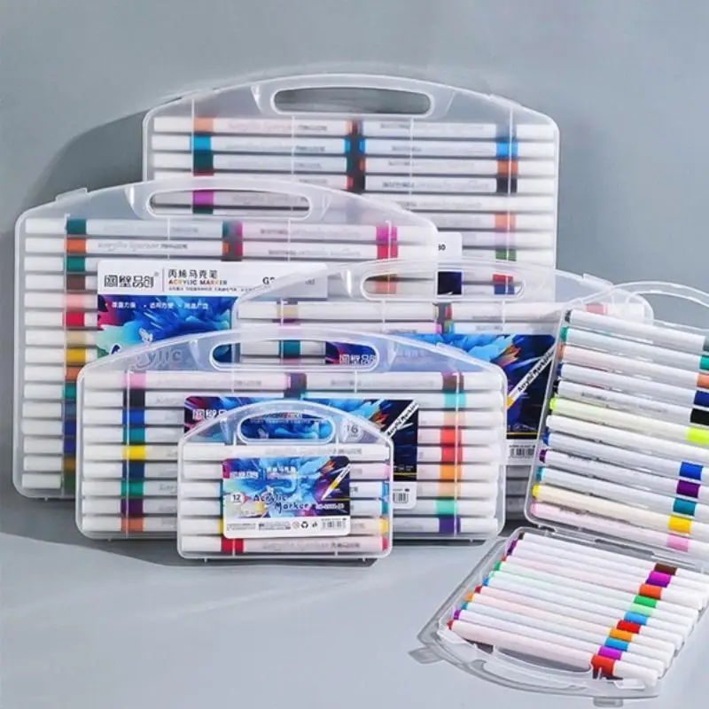 Acrylic Marker Pen Set Washable Non Bleed Layable Color Art Paint Pen For Kids Primary Student Kindergarten DIY Drawing Graffiti