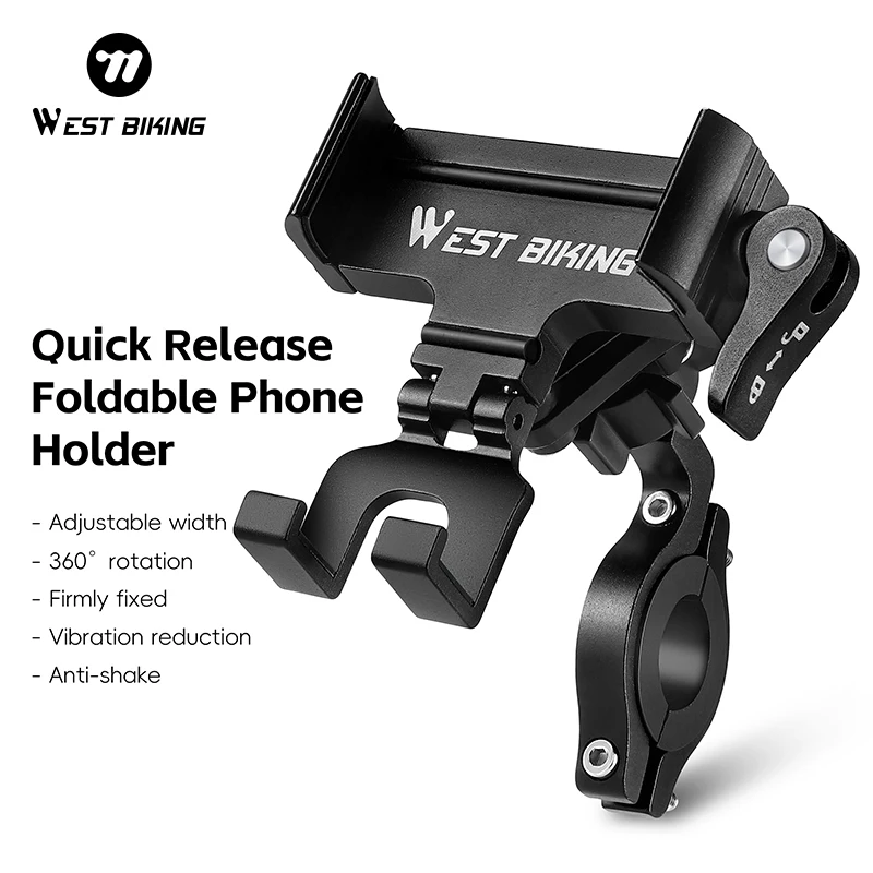 

WEST BIKING Bicycle Phone Holder 360° Rotation Aluminum Alloy Universal Mobile Phone Stand Mount Bracket Cycling Accessories