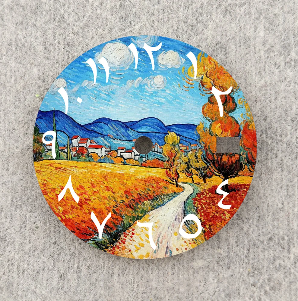 Циферблат NH35, креативная картина маслом, циферблат 28,5 мм, циферблат с арабскими цифрами, циферблат NH36, индивидуальная посадка, замена деталей часов NH35/36, механизм