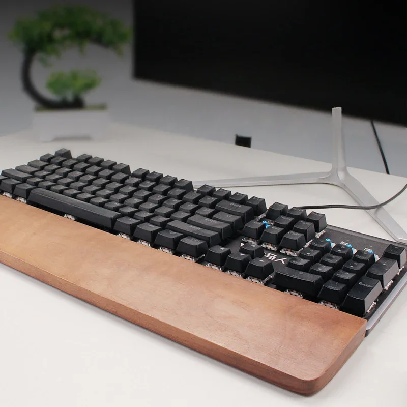 Solid Wood Keyboard Wrist Rest Palm Pad Mechanical Keyboard Ergonomic Pad 87 Key Gaming Keyboard Wrist Rest Pad Hand Support
