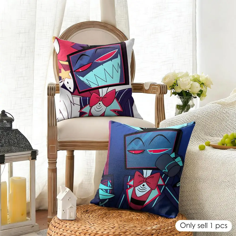 Vox H-hazbin Hotel Cushion Cover Organic Linen Square Pillow Case Durable Non-Allergenic And Kind To Skin