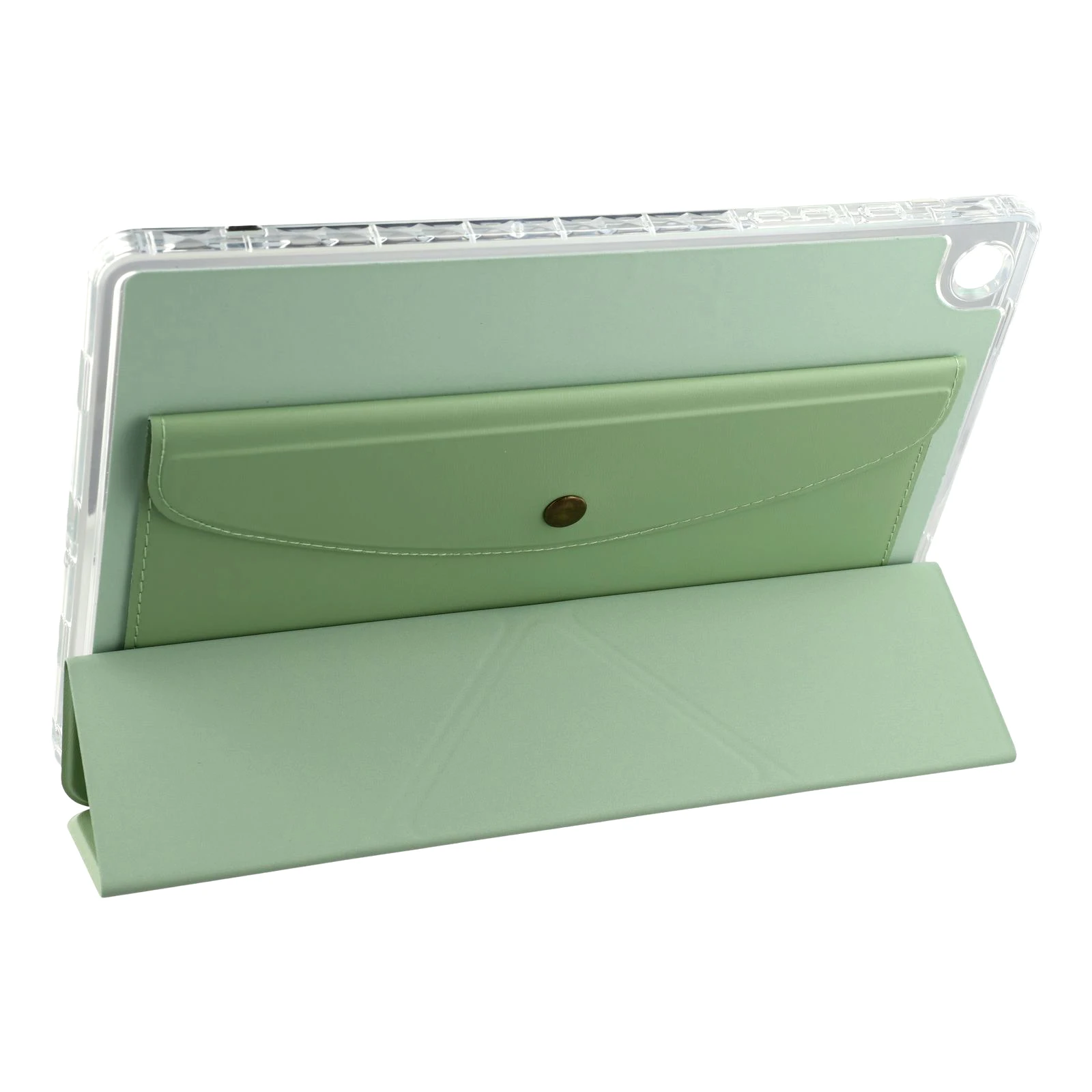 For Samsung Galaxy Tab A9+ Case Origami Stand Wallet PU Leather Smart Tablet Cover with Pencil Slot - Green