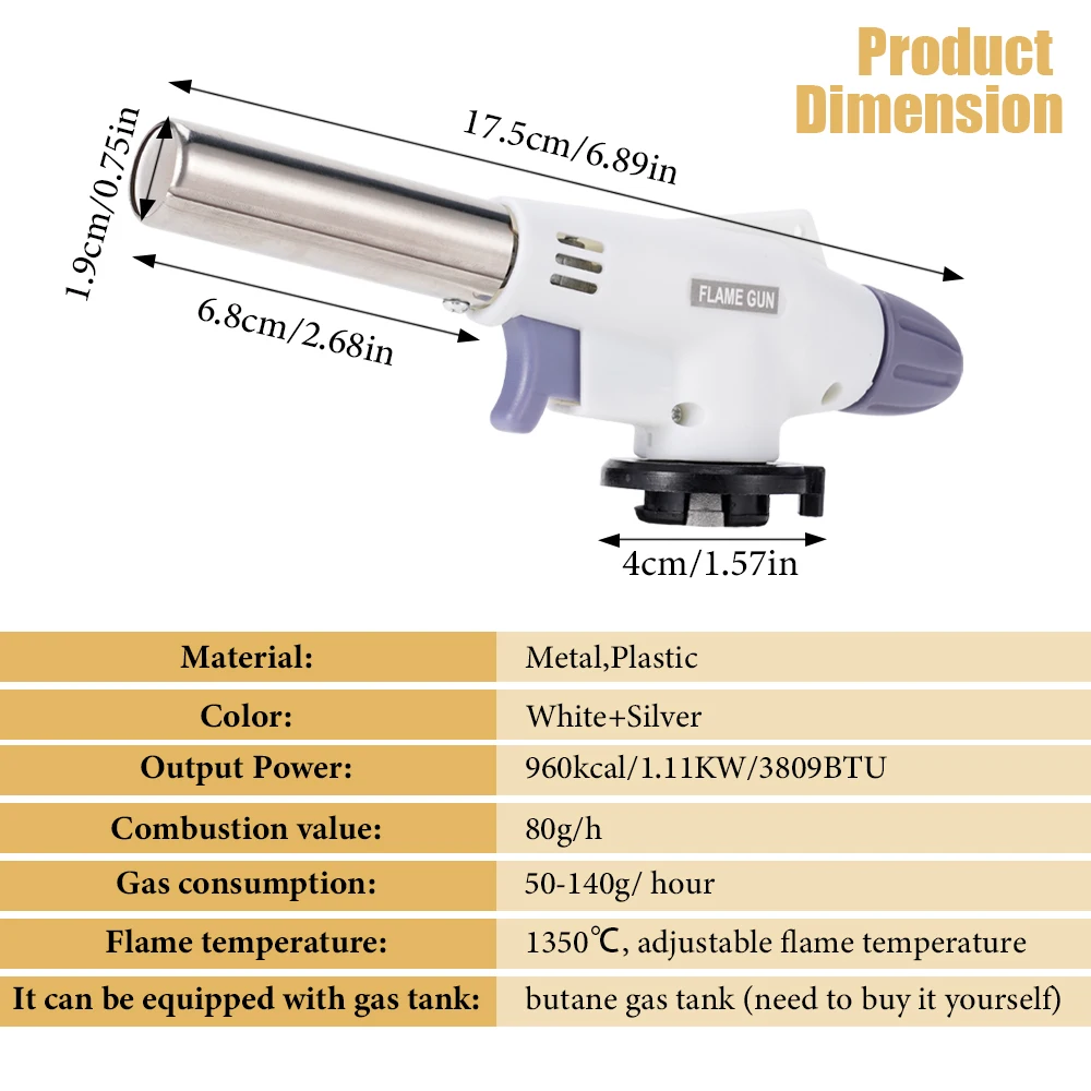 Imagem -05 - Tocha Cozinhar Autobutano Gás Soldagem-queimador Pistola de Chama Sopro para Churrasco Camping Cook 1pc