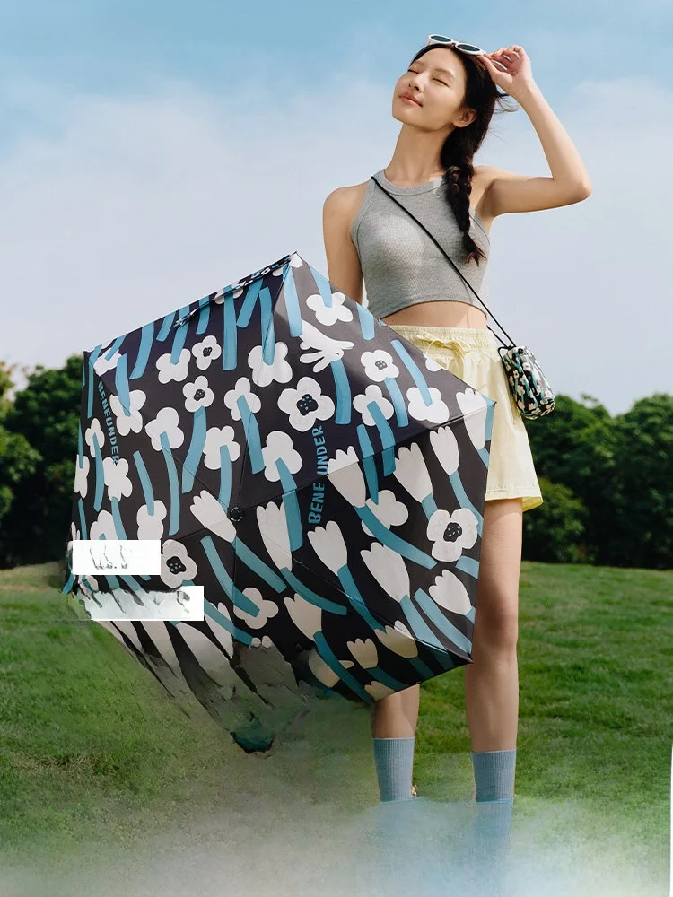 

Зонт Banana Le Five-Capsule с черным клеевым покрытием, портативный, с защитой от УФ-лучей, для женщин, из полиэстеровой ткани