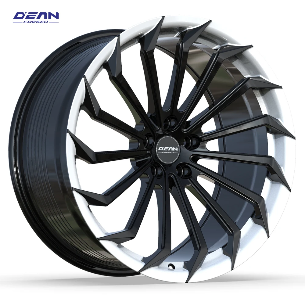 DEAN DB007  Black and white Rotating style custom forged wheels gloss black alloy wheel 15 to 26 inches car wheel 5X114.3 5X112