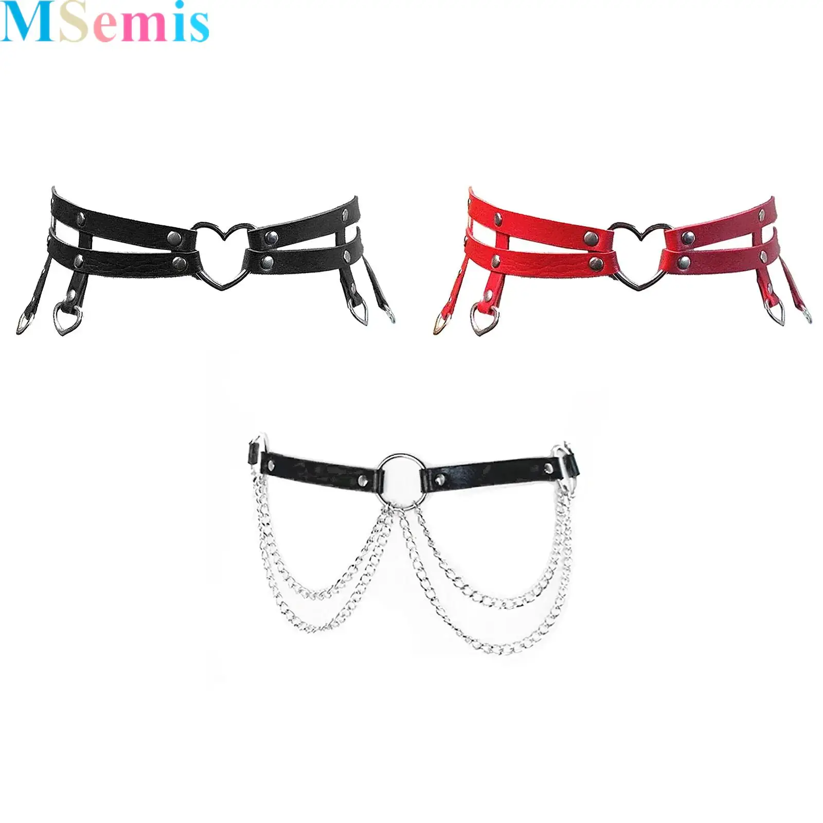 

Punk Leather Belts for Women Goth Rock Garters Strap for Woman Adjustable Waist Chain Belt Street-dance Show Performance