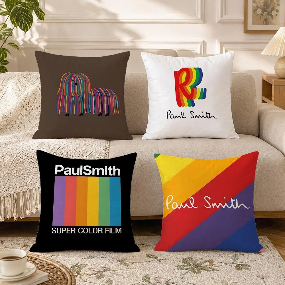 Brand-Paul SmithS Cushion Cover Soft Square Throw Pillow Covers Set for Sofa Bedroom Car Home Decoration