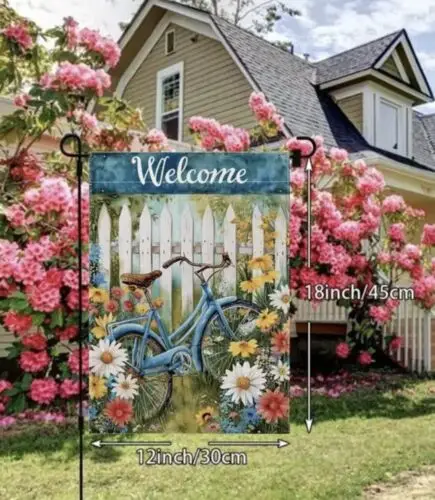 Welcome Blue Bicycle ~ Double Sided ~ Garden Flag ~ 12