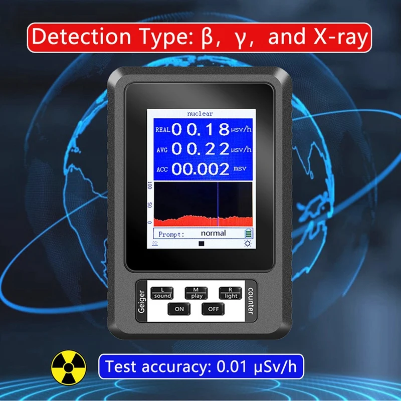 New Geiger Counter Nuclear Radiation Detector Β Y X-Ray Detector Real-Time Mean Cumulative Dose Modes Radioactive Tester