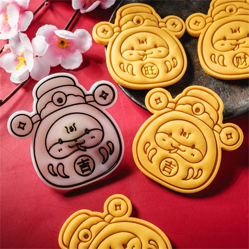 Chinesisches Neujahr 2025 Keksform mit Schlangenmotiv, Kunststoffform für Festival-Backen und Fondant-Bastelarbeiten,