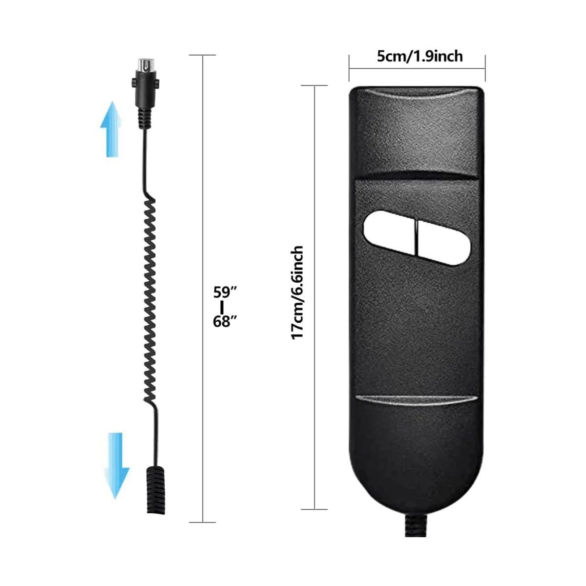 Lift Chair Remote Replacement, 5 Pin 2 Button Power Recliner Remote Replacement Parts for Okin Limoss Pride - Straight