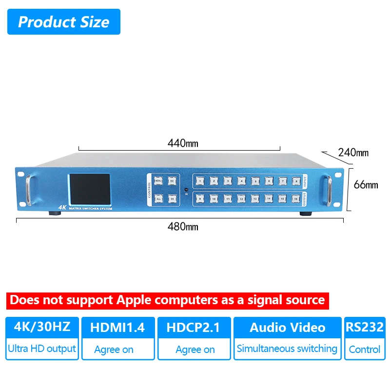 Matrix Schakelaar Hdmi 1.4 8X8 4K 30Hz Hdcp2.1 Profesional Rack Hdmi-Compatibele Splitter 8 In 8 Uit Met Hdmi Audio Video Switcher E