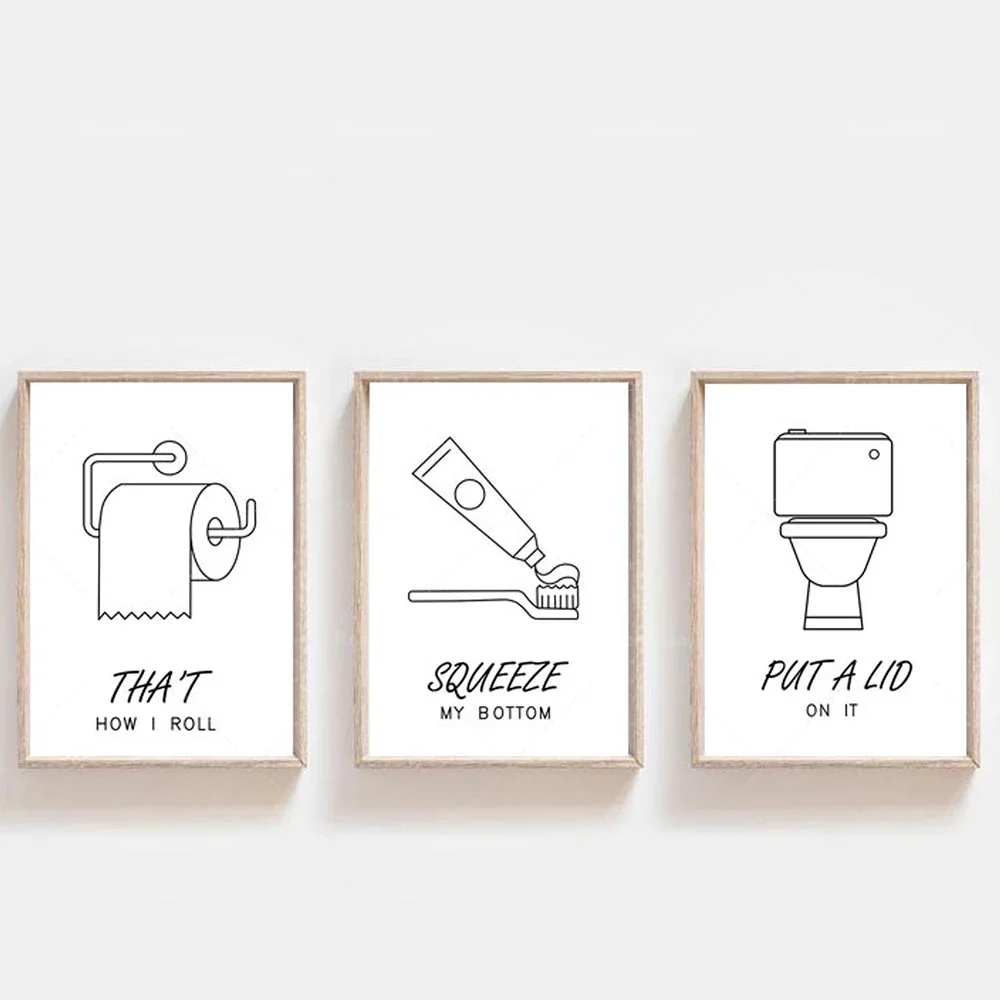 Bathroom Art Printable Set of  Instant Download Bathroom Prints for Kids Toilet Room Decor Digital Wall Art for Bathroom