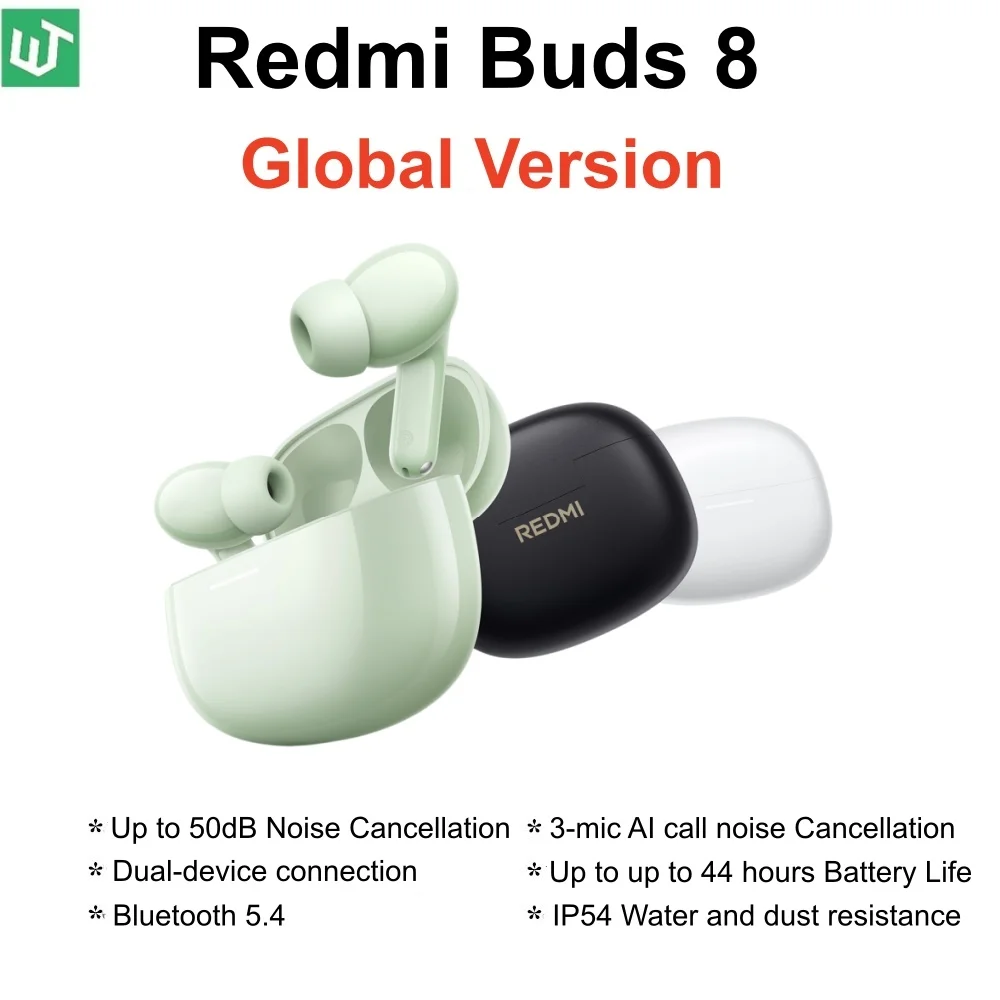 

Redmi Buds 8 Global Version Hi-Res Audio Wireless Earphone 50dB Noise Cancellation Up to 44 Hours Battery Life Bluetooth 5.4
