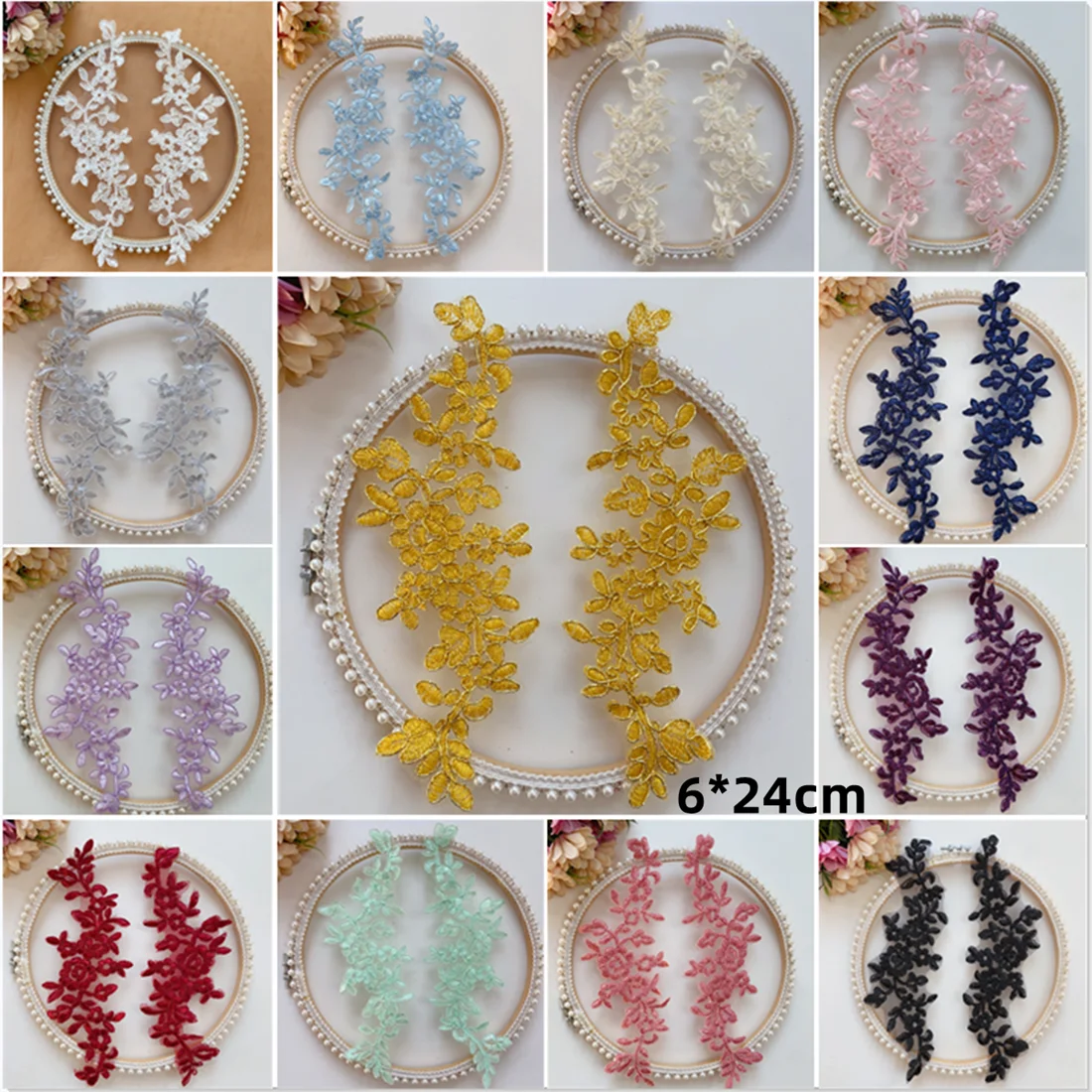 Lace Mirrored Flowers for Wedding Dress, Wedding Shoes, Headdress, DIY Sewing Accessories, RS5016, 10 PCs/Lot, 14 Colors