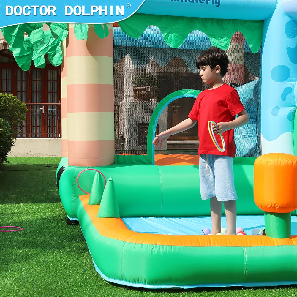 Doctor Dolphin Inflatable Bounce House With Ball Pit Oxford Material Jumping Castle With Blower Bouncy House Toys For Kids