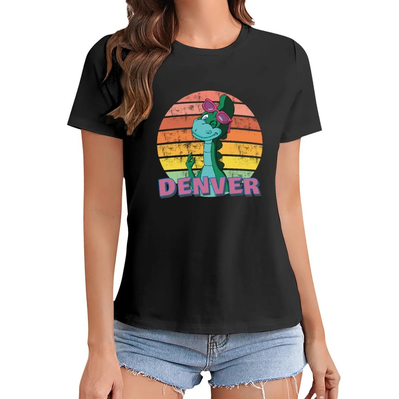 

Denver The Last Dinosaur Funny Tee T-Shirt heavyweights animal print shirt for girls Woman clothes