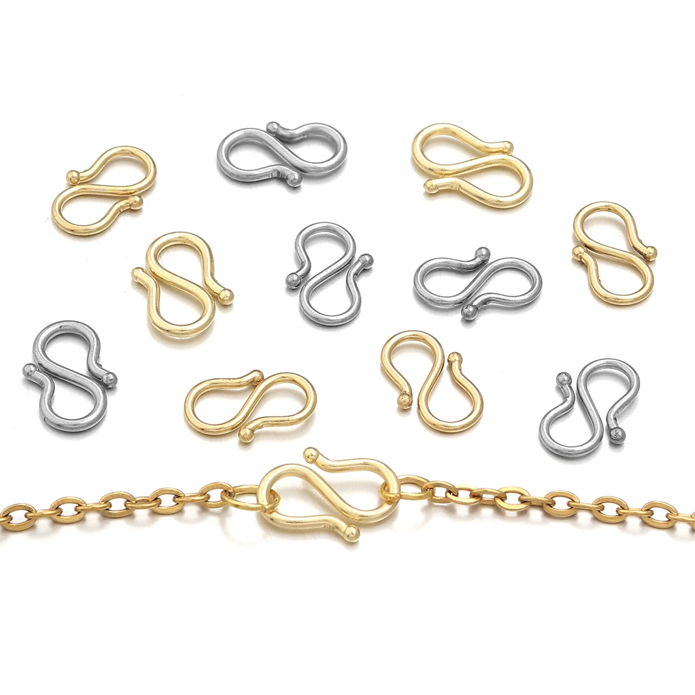 

20Pcs Stainless Steel Gold Color S Shape Clasps W Shape Clasps for DIY Bracelet Necklace Hooks Connectors Accessories Supply
