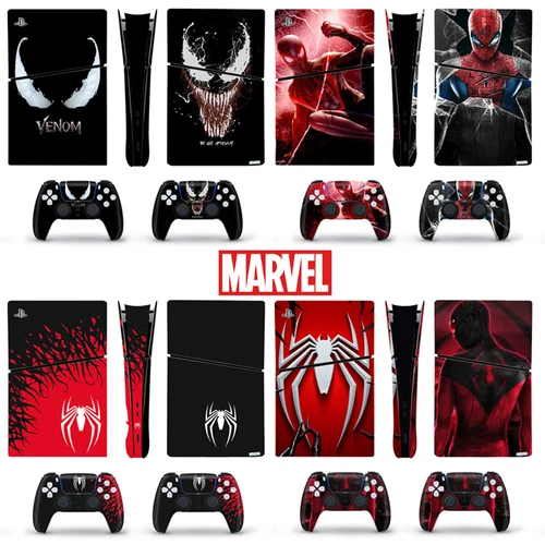 Marvel Spiderman Venom Ps5 pegatina de piel delgada para PlayStation 5 consola controlador calcomanía cubierta antiarañazos pegatina de piel de Anime