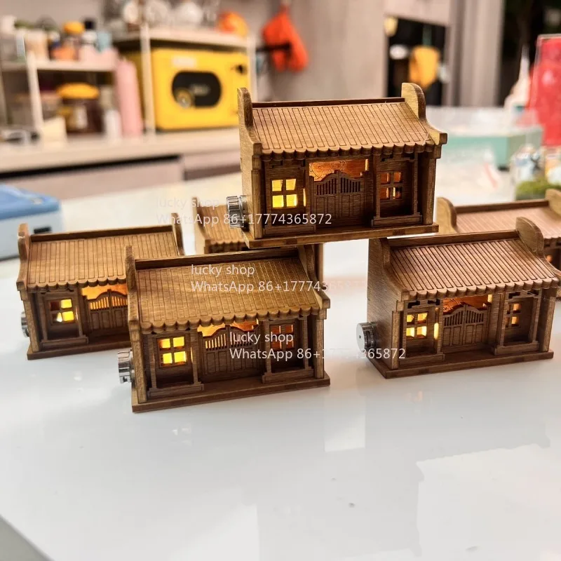 Mini Small Temple Model Small House Micro Landscape Antique Architecture Retro Handmade Ornament