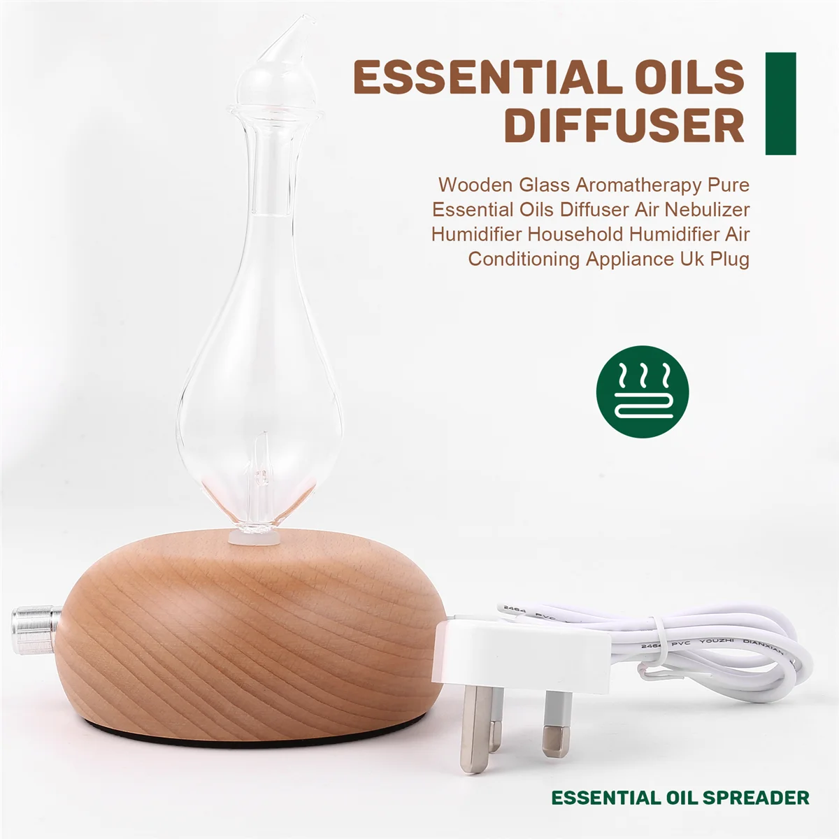 Diffusor für ätherische Öle, Holzglas, Aromatherapie, Diffusor für reine ätherische Öle, Luftvernebler, Luftbefeuchter