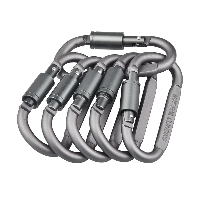 Outdoor Survival D-ring Locking Alloy Aluminum Screw Lock Hanging Hook Buckle Karabiner Mountaineering Camping Equipment